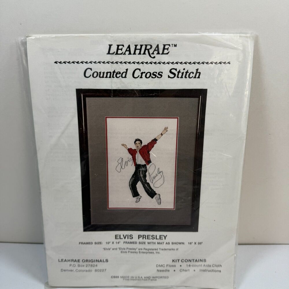 Elvis Presley Counted Cross Stitch LEAHRAE ORIGINALS USA 16"x20"